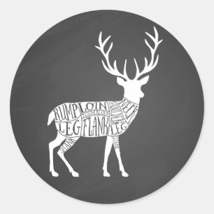 Sticker Rond chasse au gibier à plumes de cerf de chevreuil ch
