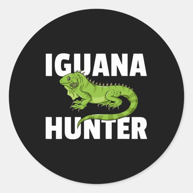 Sticker Rond Chasse au lézard reptile Iguana Hunter (Devant)
