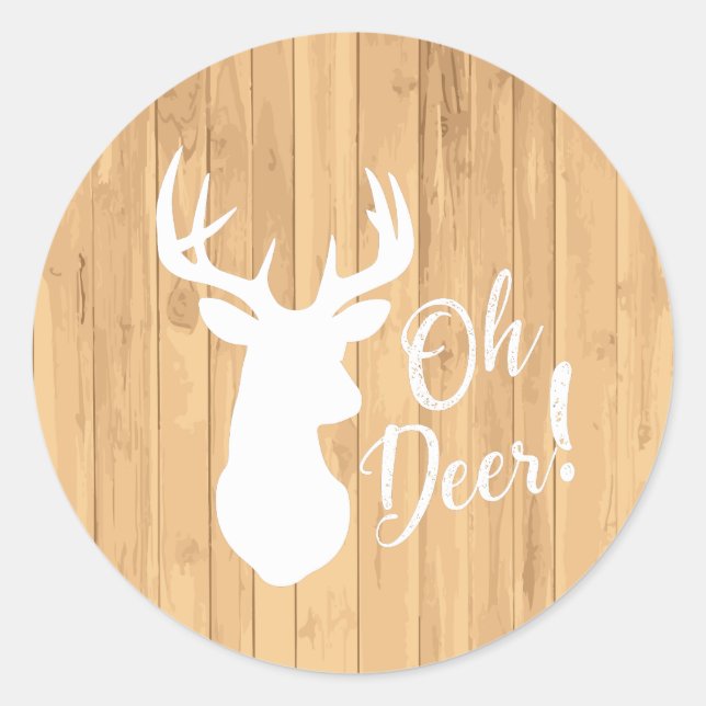 Sticker Rond Chasse aux cerfs Lodge Baby shower Antlers (Devant)
