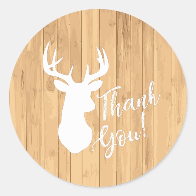Sticker Rond Chasse aux cerfs Lodge Baby shower Antlers (Devant)