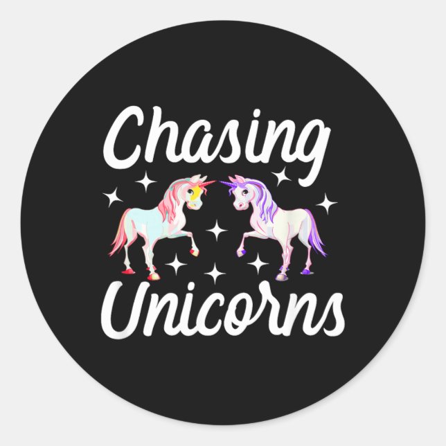 Sticker Rond Chasse aux licornes magiques (Devant)