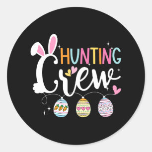 Sticker Rond Chasse aux oeufs Crew Easter Day Family Squad Grou