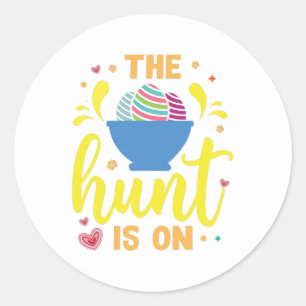 Sticker Rond chasse aux oeufs mignon Vacances