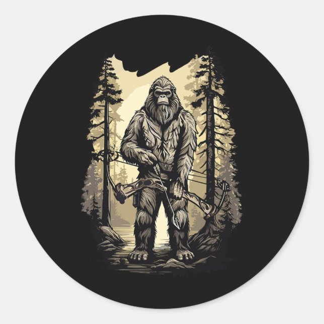 Sticker Rond Chasse aux seins Bigfoot Drôle Chasse Cadeau (Devant)