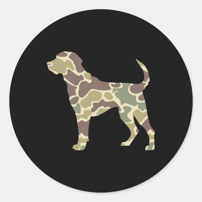 Sticker Rond Chasse Camo Old School Chien (Devant)