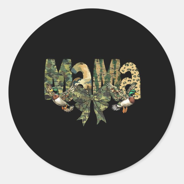 Sticker Rond Chasse Camouflage Camo Mama (Devant)