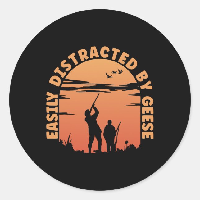Sticker Rond Chasse Canards Distraits Par Chasseur D'Oies (Devant)