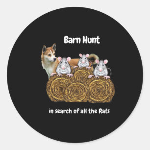 Sticker Rond Chasse De Byrn Drôle À La Recherche De Rats Avec U