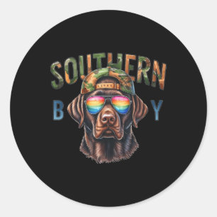 Sticker Rond Chasse de chiens du sud Labrador Chasse de chiens