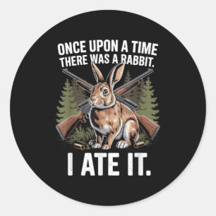 Sticker Rond Chasse de lapin Funny Hunter Papa Petit Jeu Animal
