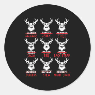 Sticker Rond Chasse Drôle aux Cerfs Père Noël Tee Men Femmes Ch