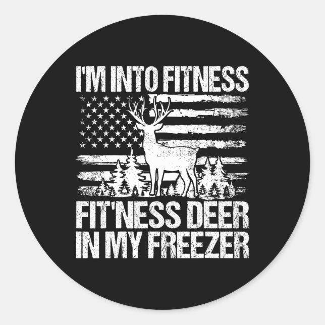 Sticker Rond Chasse Je suis dans la condition physique Cerf dan (Devant)