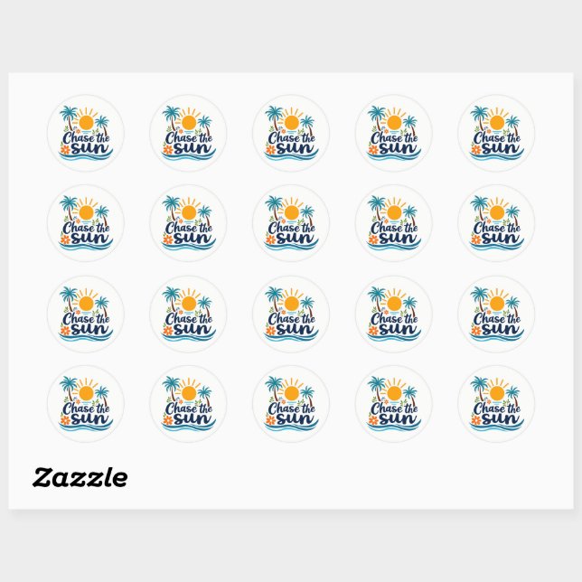 Sticker Rond Chasse l'autocollant d'été du soleil (Feuille)