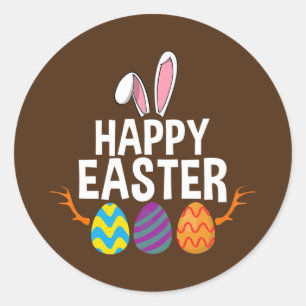 Sticker Rond Chasse Saison Oeufs Cerf Drôle Drôle Jour de Pâ