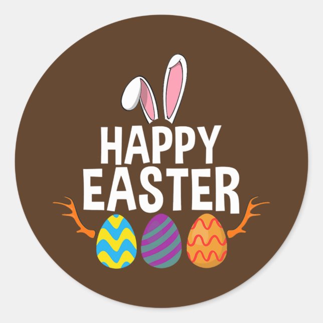 Sticker Rond Chasse Saison Oeufs Cerf Drôle Drôle Jour de Pâque (Devant)