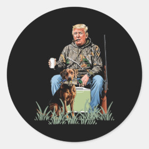 Sticker Rond Chasse Trump Camouflage drôle Chasse au canard sai