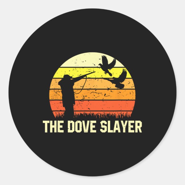 Sticker Rond Chasse Vintage de colombe rétro (Devant)