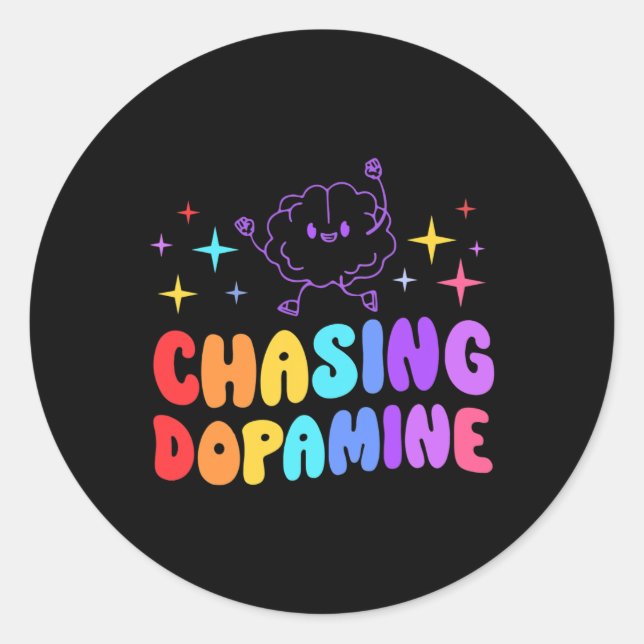 Sticker Rond Chasser Dopamine Santé mentale Esthétique (Devant)