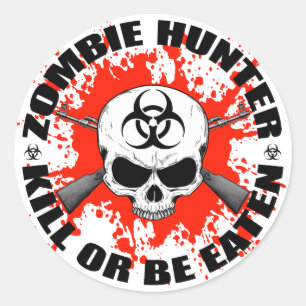 Sticker Rond Chasseur 1 de zombi