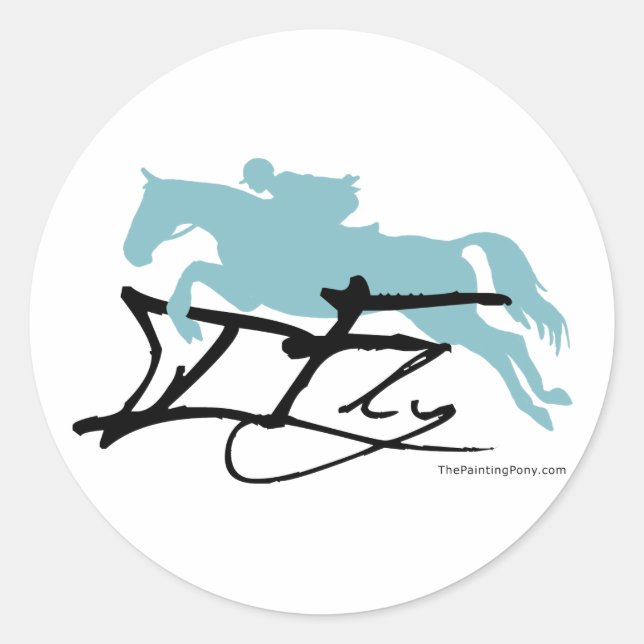 Sticker Rond Chasseur Cheval Jumper (Devant)