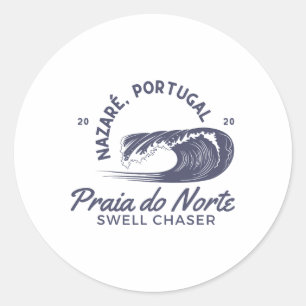 Sticker Rond Chasseur de grosses vagues de surf à Nazaré Portug