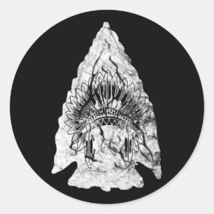 Sticker Rond Chasseur de pointes Arrowhead Amérindien Chasse de