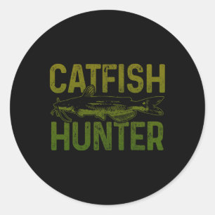 Sticker Rond Chasseur de poisson catfish Pêche Cadeau