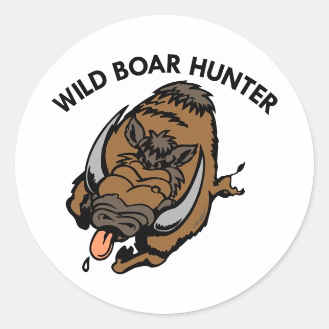 Sticker Rond Chasseur de sanglier blanc (Devant)