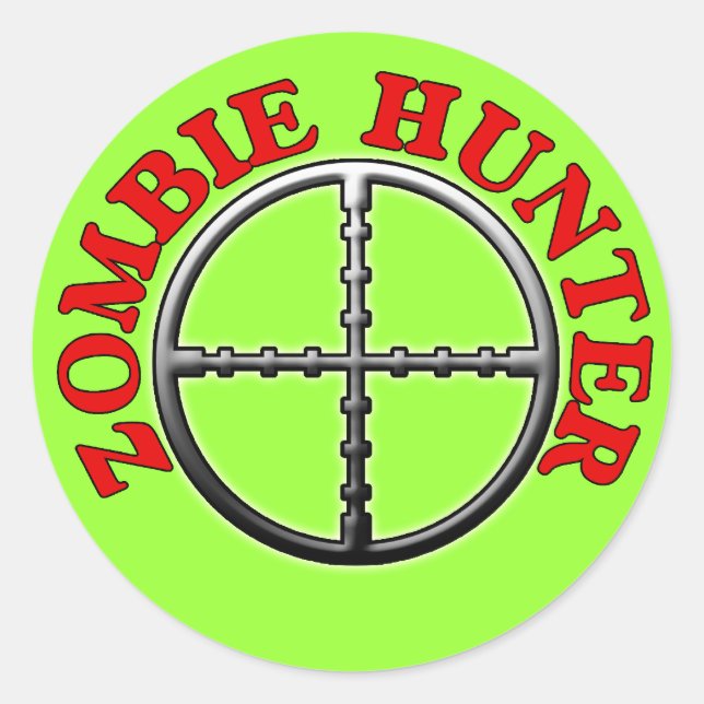 Sticker Rond Chasseur de zombi avec des réticules (Devant)