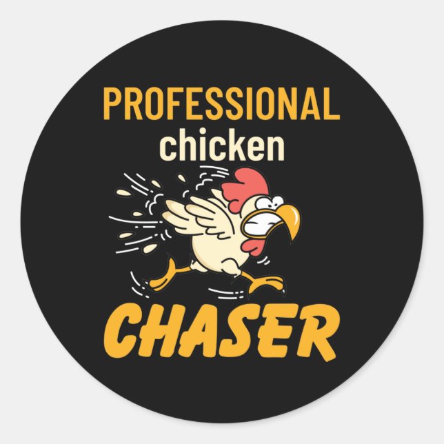 Sticker Rond Chasseur professionnel de poulet (Devant)