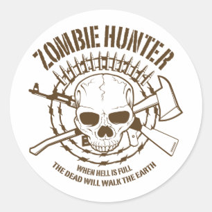 Sticker Rond Chasseur Zombie Hunter