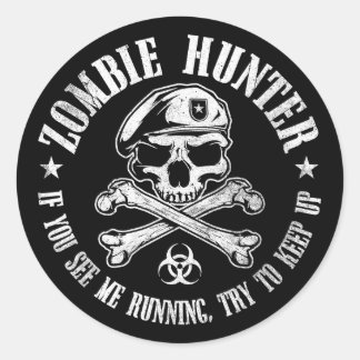 Sticker Rond chasseur zombie mort-vivant