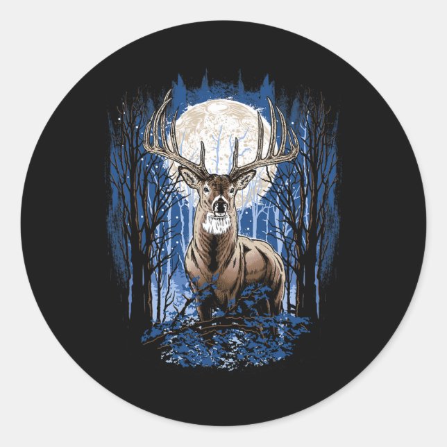 Sticker Rond Chasseurs Deer Chasse Big Whitetail Buck (Devant)