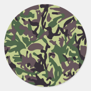 Sticker Rond Chasseurs Motif Camo Vert