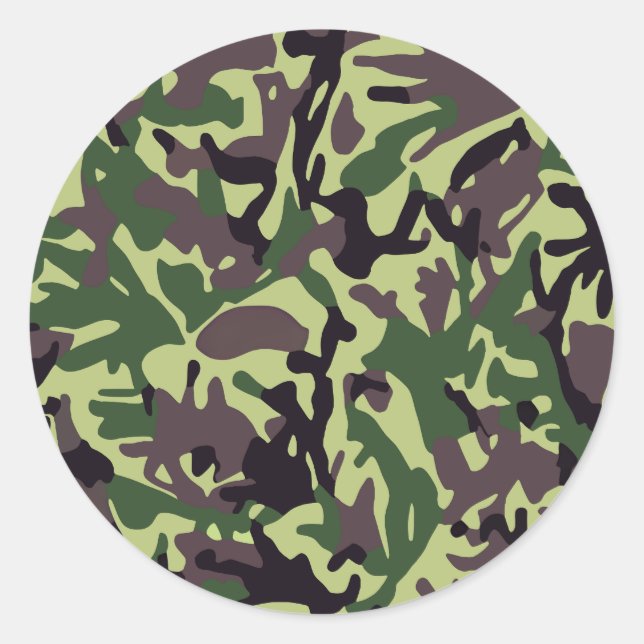 Sticker Rond Chasseurs Motif Camo Vert (Devant)