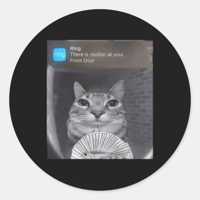 Sticker Rond Chat à anneau avec mème de mouvement (Devant)