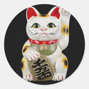 Sticker Rond Chat à chance japonais