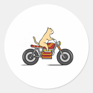 Sticker Rond Chat à moto