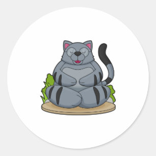 Sticker Rond Chat à Yoga Fitness