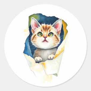 Sticker Rond Chat adorable : Une conception Purr-fect de 🐾 mig