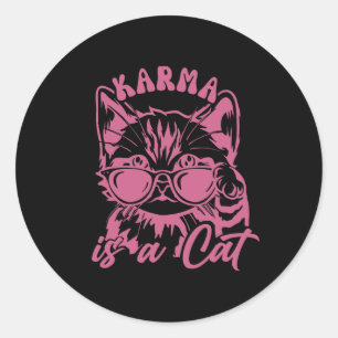 Sticker Rond Chat Amoureux des chats Mignonne Est Karma