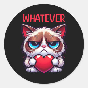 Sticker Rond Chat amusant quelque Grumpy Valentine