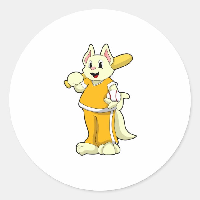 Sticker Rond Chat au baseball avec batte de baseball (Devant)