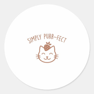 Sticker Rond Chat aux fraises tout simplement parfait Autocolla