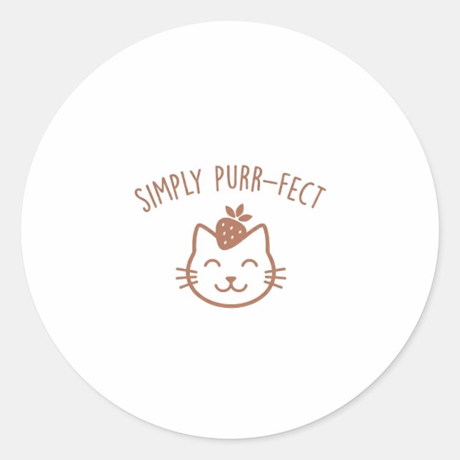 Sticker Rond Chat aux fraises tout simplement parfait Autocolla (Devant)