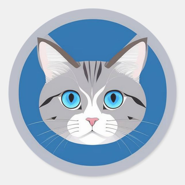 Sticker Rond Chat aux yeux bleus (Devant)