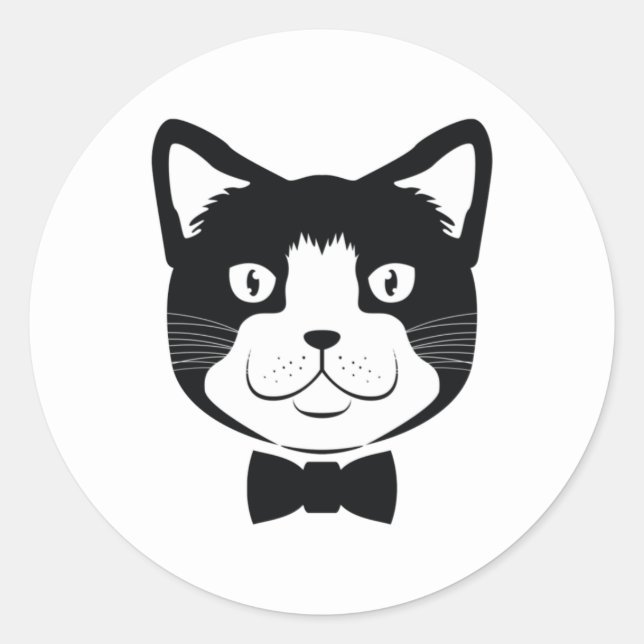 Sticker Rond Chat avec Cravate (Devant)