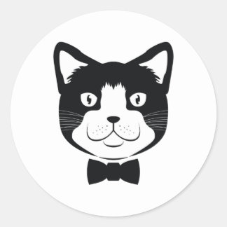 Sticker Rond Chat avec Cravate