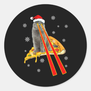 Sticker Rond Chat Avec Des Yeux Laser Drôle Zza Chat Noël