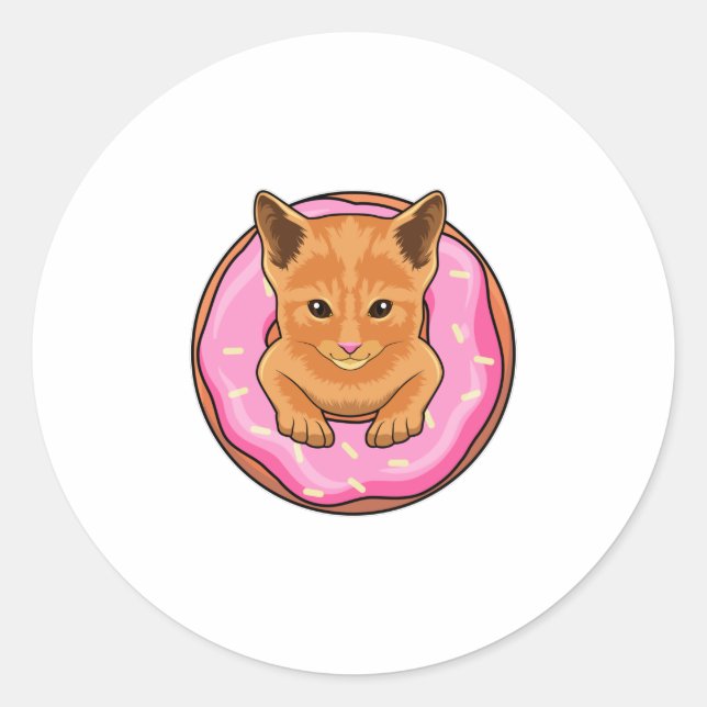 Sticker Rond Chat avec Donut (Devant)